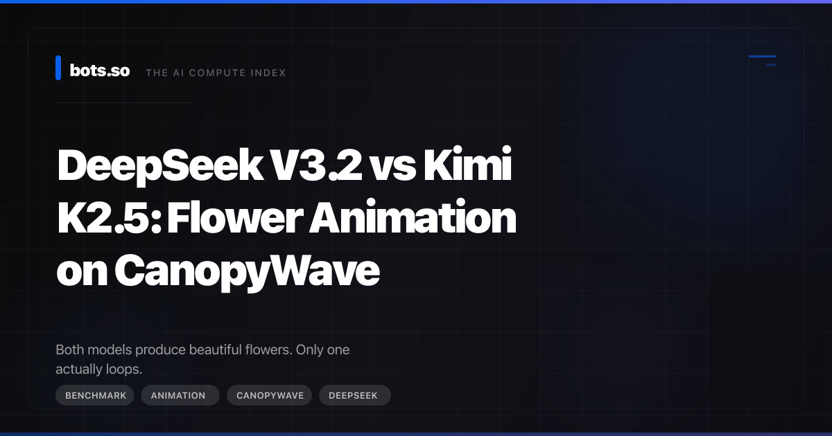 DeepSeek V3.2 vs Kimi K2.5: Flower Animation on CanopyWave