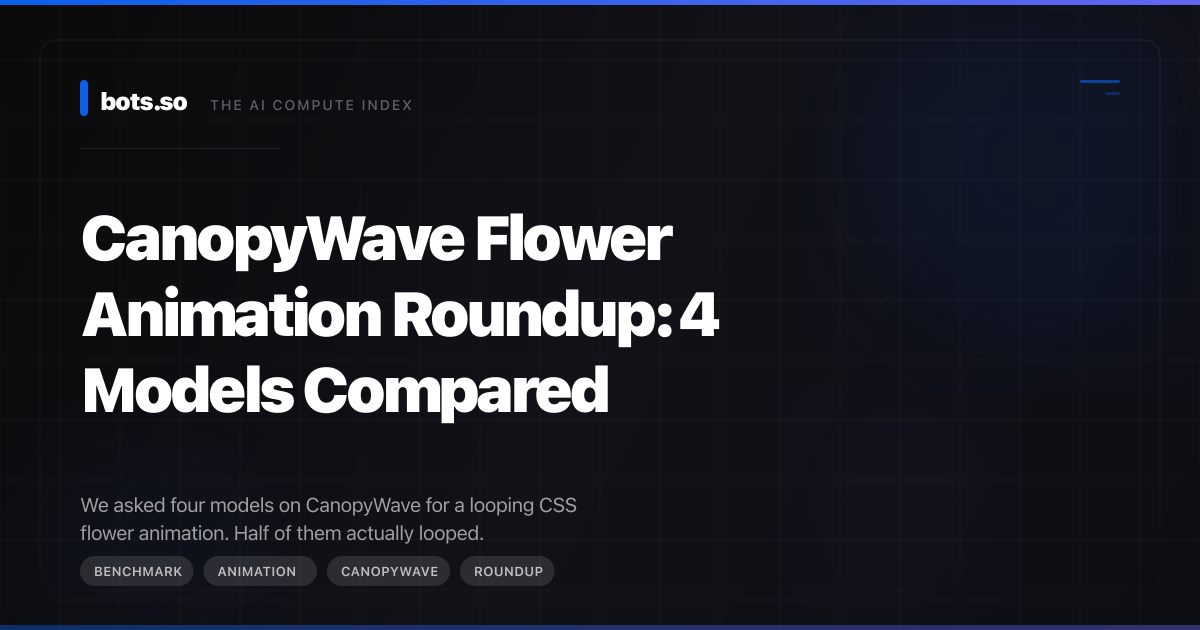 CanopyWave Flower Animation Roundup: 4 Models Compared