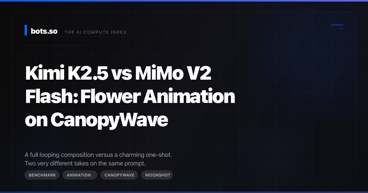 Kimi K2.5 vs MiMo V2 Flash: Flower Animation on CanopyWave