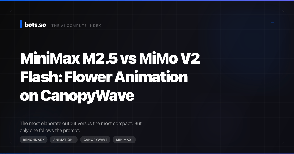 MiniMax M2.5 vs MiMo V2 Flash: Flower Animation on CanopyWave